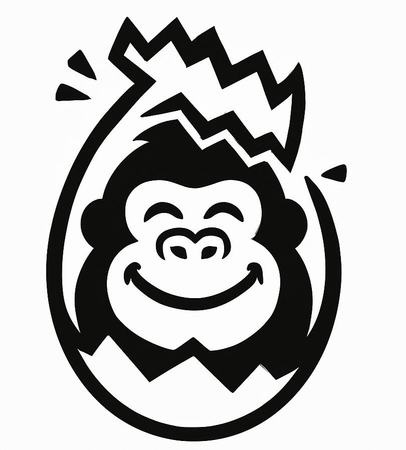 Gorilla Egg Creative A determined gorilla cracking open an egg with its head.